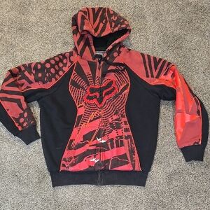 Sasquatch Vendida Mens Red& Black Graphic Hoodie Zip Full Sz Large